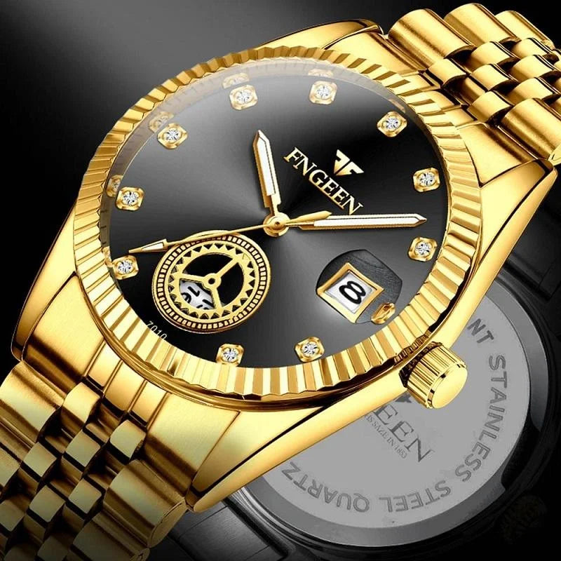 Men Luminous Quartz Watch with Calendar for Middle-aged