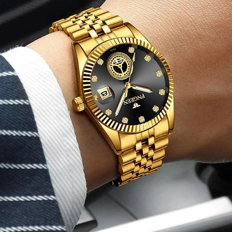 Men Luminous Quartz Watch with Calendar for Middle-aged