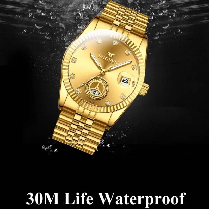 Men Luminous Quartz Watch with Calendar for Middle-aged