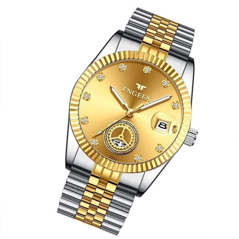 Men Luminous Quartz Watch with Calendar for Middle-aged