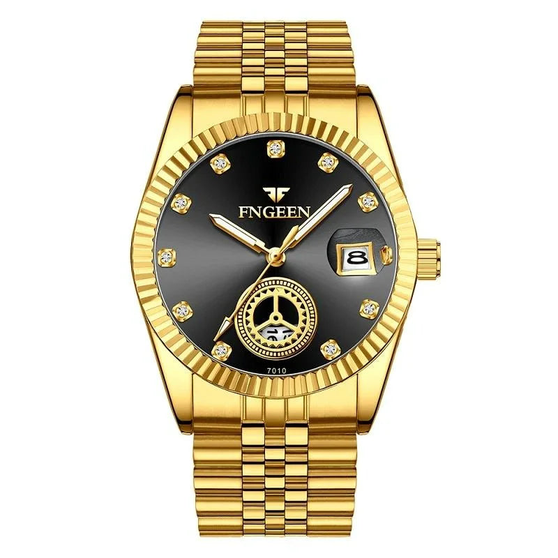 Men Luminous Quartz Watch with Calendar for Middle-aged