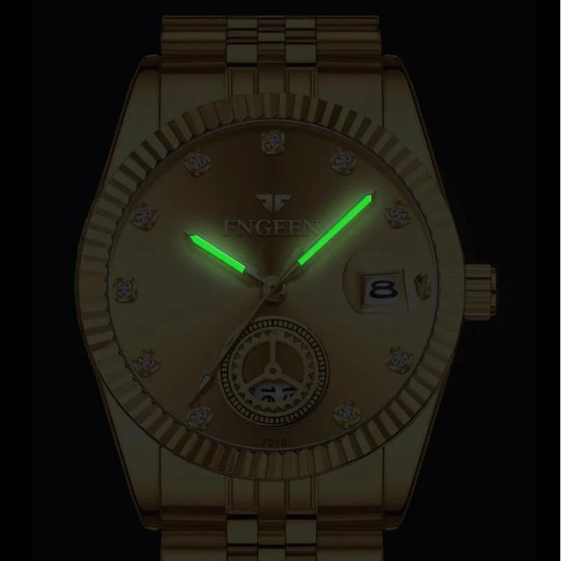 Men Luminous Quartz Watch with Calendar for Middle-aged