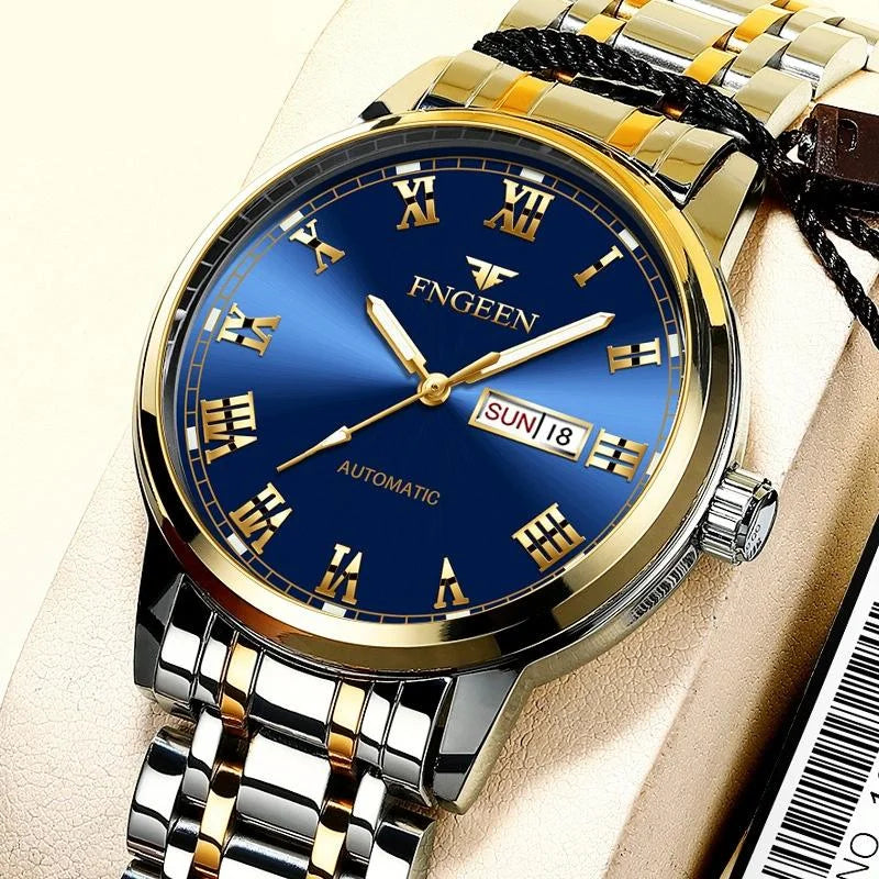 Men Luminous Quartz Watch with Roman Numeral Dial - Sporty