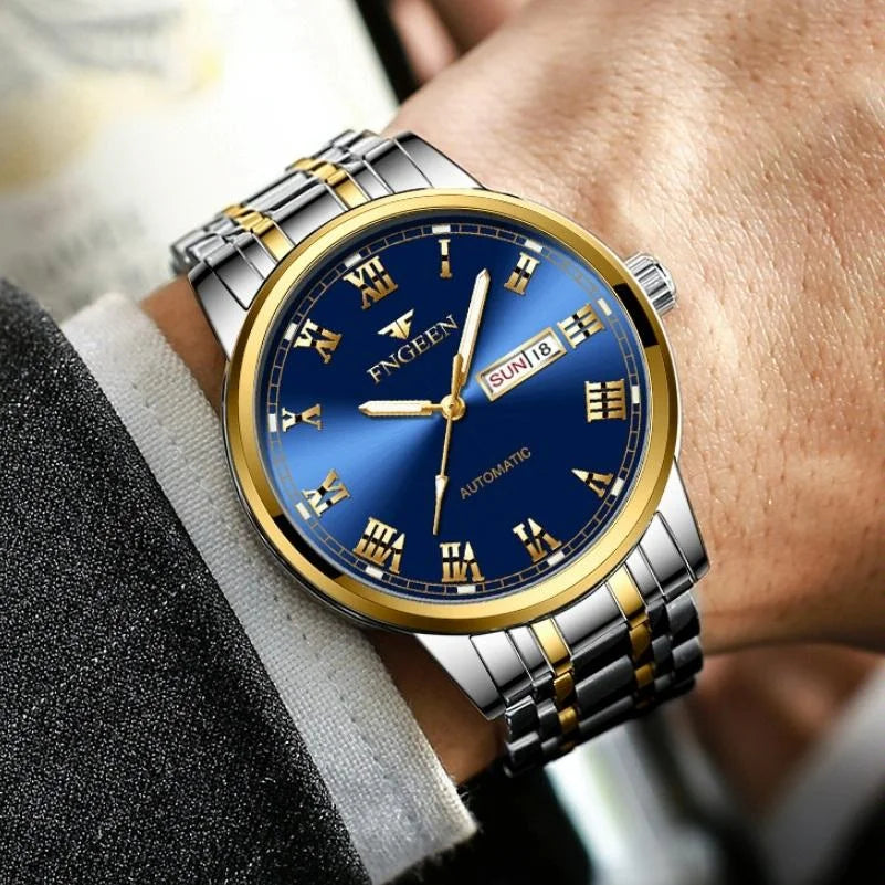 Men Luminous Quartz Watch with Roman Numeral Dial - Sporty