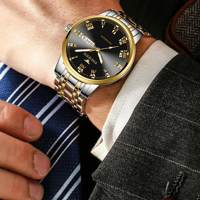 Men Luminous Quartz Watch with Roman Numeral Dial - Sporty