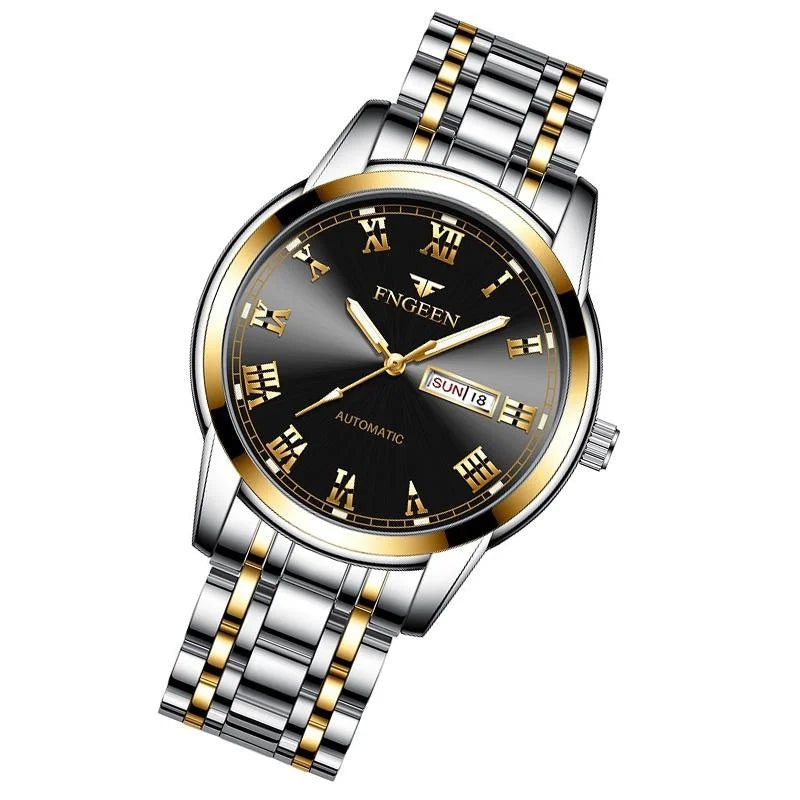 Men Luminous Quartz Watch with Roman Numeral Dial - Sporty