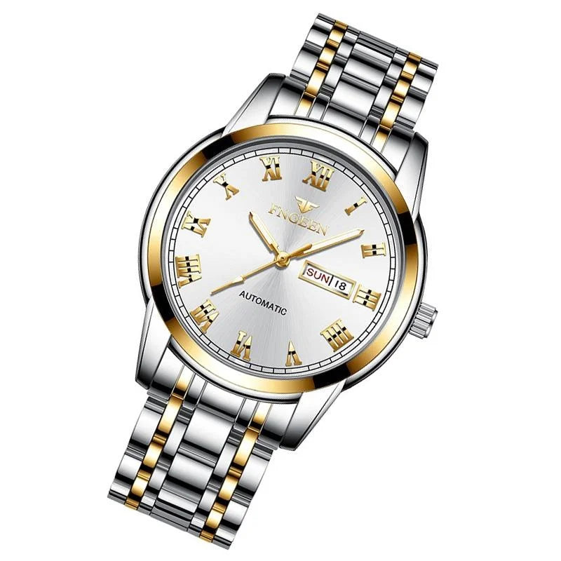 Men Luminous Quartz Watch with Roman Numeral Dial - Sporty
