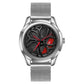 Men Mesh Belt Quartz Watch with 3d Hollow out Wheel