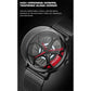 Men Mesh Belt Quartz Watch with 3d Oval Hollow out Wheel