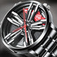 Men Metal Motorcycle Watch with Rotating Hub - Black Steel