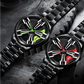 Men Metal Motorcycle Watch with Rotating Hub - White Net