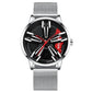 Men Metal Motorcycle Watch with Rotating Hub - White Net