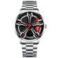 Men Metal Motorcycle Watch with Rotating Hub - White Steel