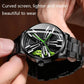 Men Metal Motorcycle Watch with Rotating Hub - White Steel
