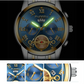 Men Multi-function Quartz Watch - Black Steel with Gold