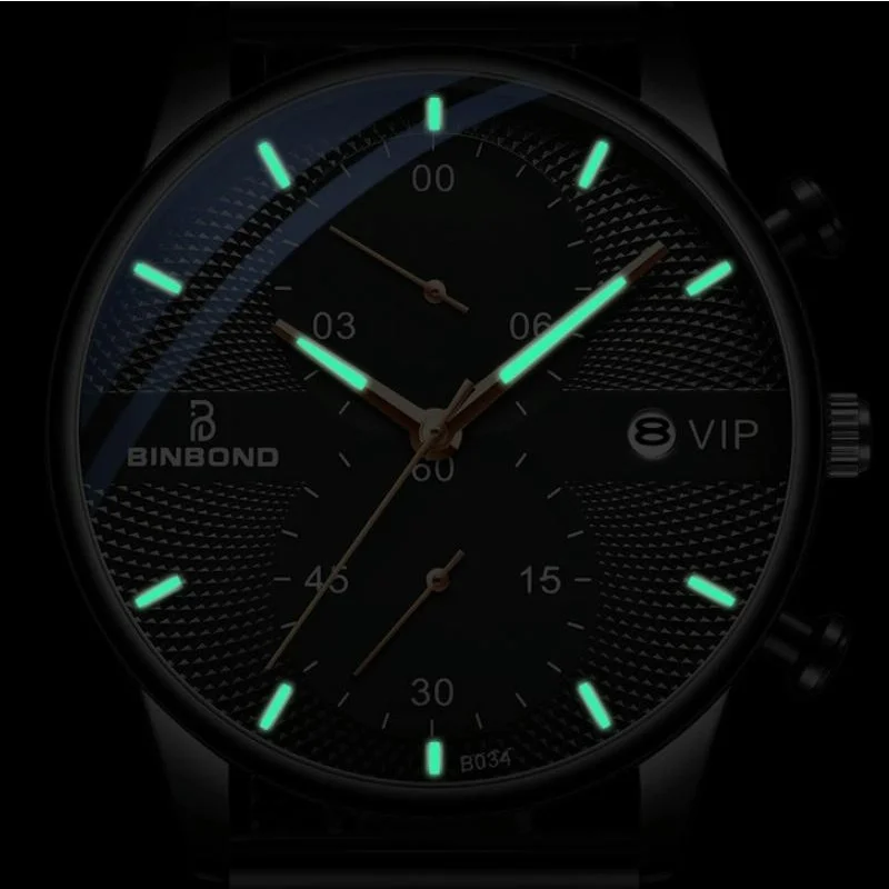 Men Multifunctional Luminous Quartz Watch - Business Style