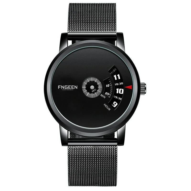 Men Non-pointer Quartz Watch - S230 - Black Mash Black