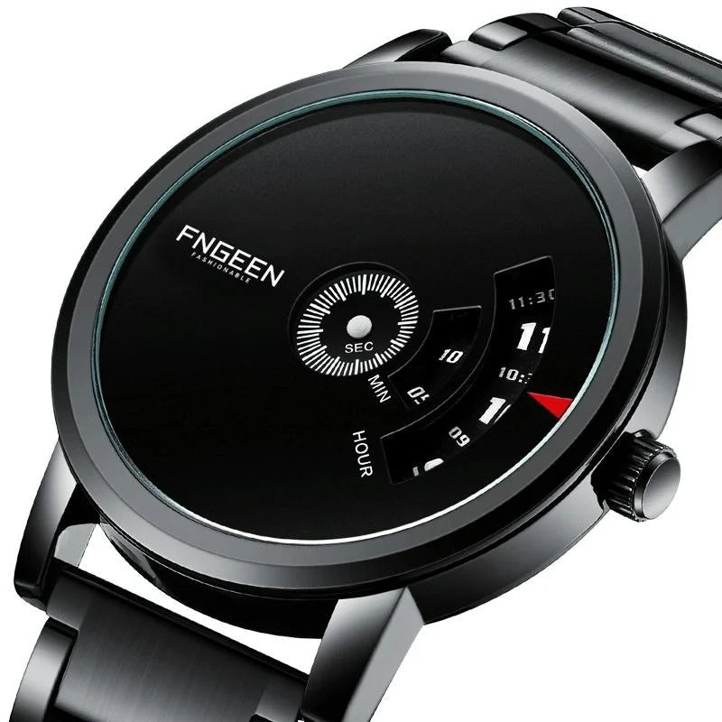Men Non-pointer Quartz Watch - S230 - Black Steel Black