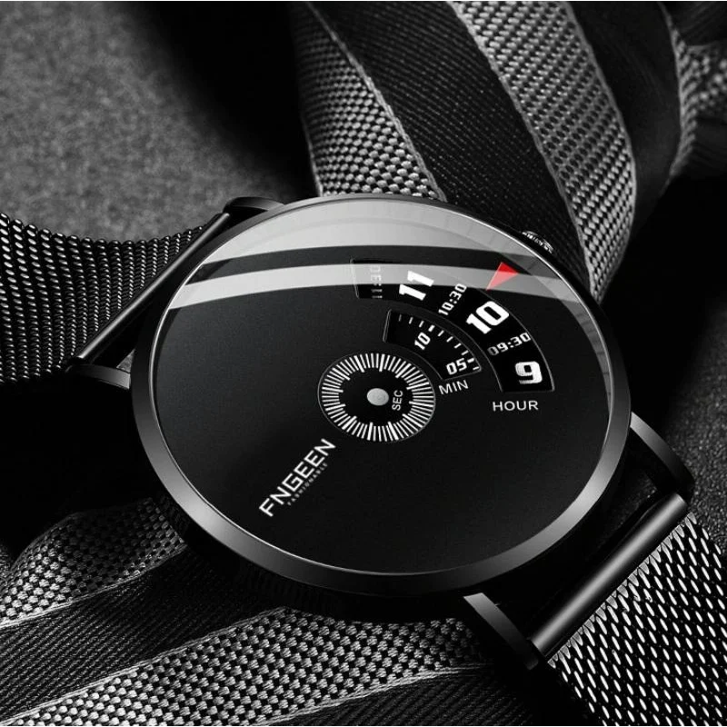 Men Non-pointer Quartz Watch - S230 - White Steel Black