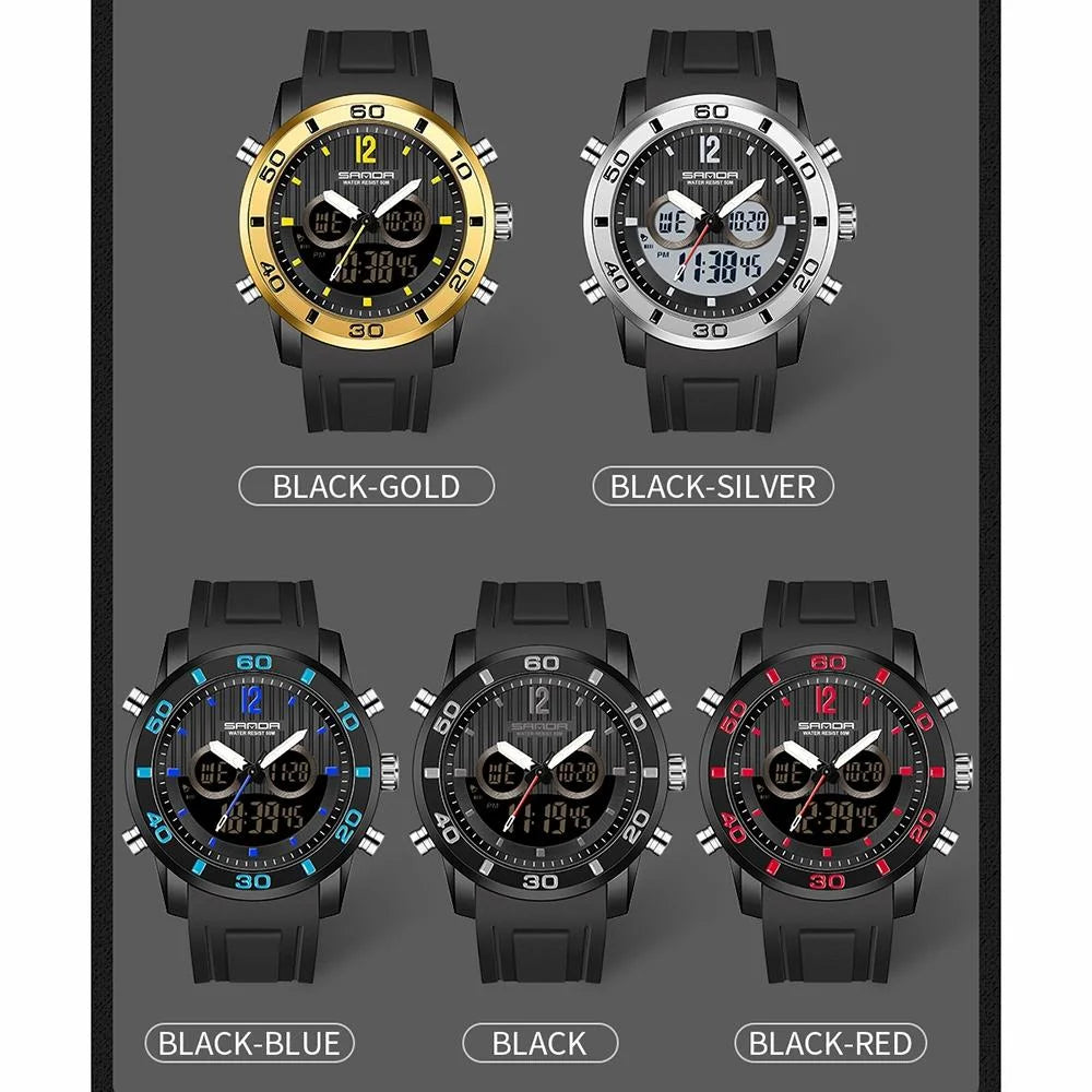 Men Outdoor Sports Shockproof Electronic Watch with Dual