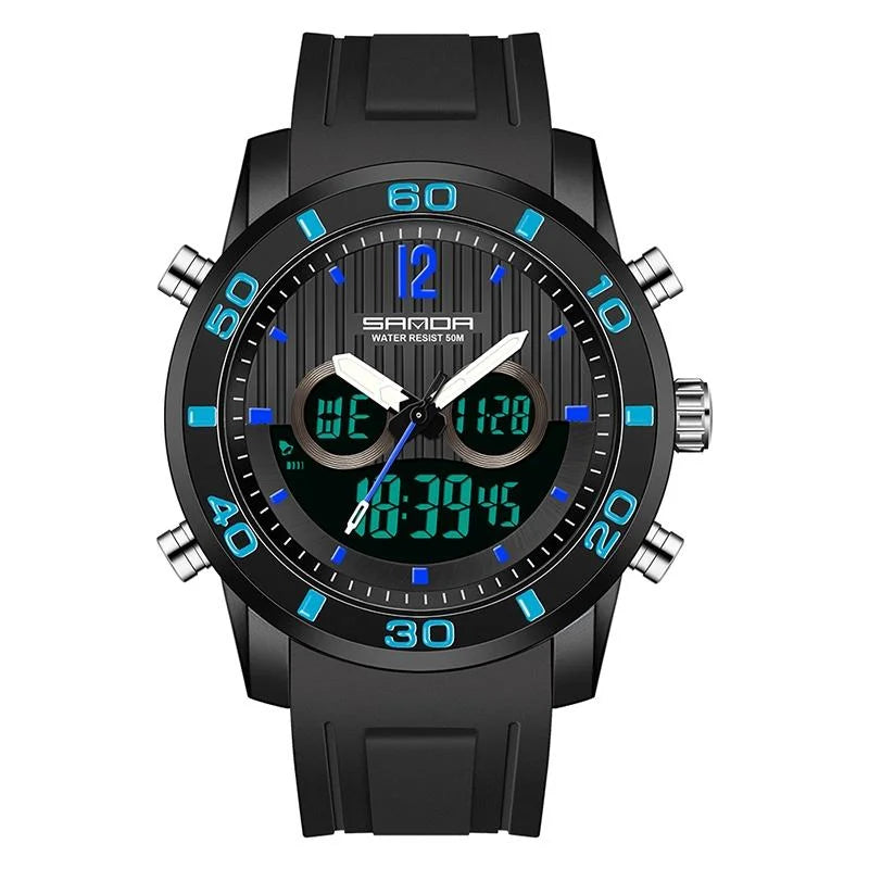 Men Outdoor Sports Shockproof Electronic Watch with Dual