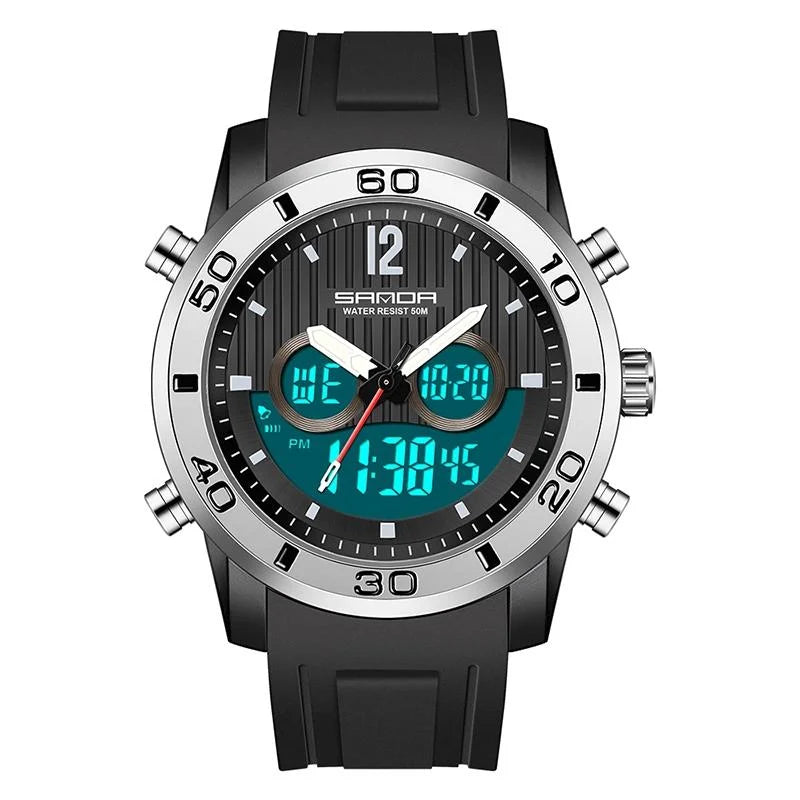 Men Outdoor Sports Shockproof Electronic Watch with Dual