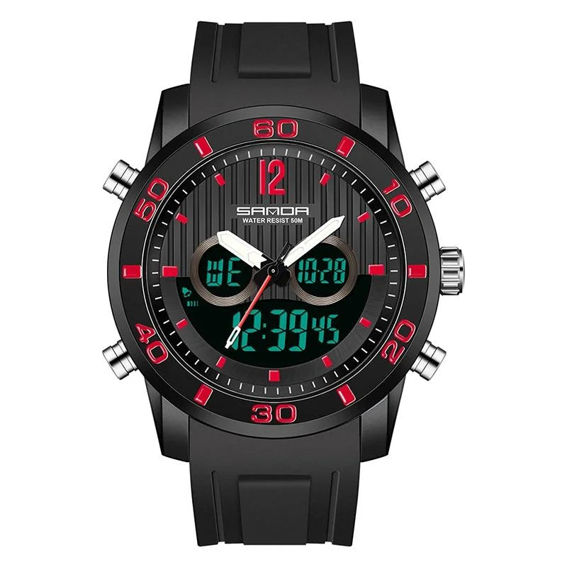 Men Outdoor Sports Shockproof Electronic Watch with Dual