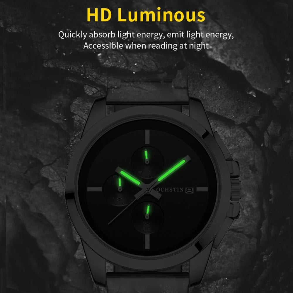 Men Pilot Series Multifunctional Quartz Watch with Steel
