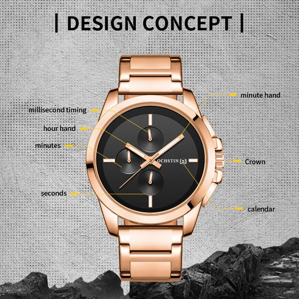 Men Pilot Series Multifunctional Quartz Watch with Steel