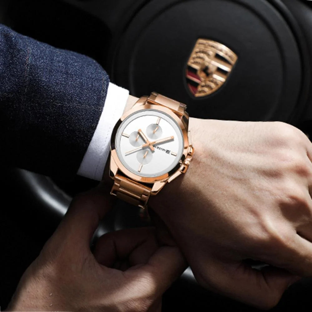 Men Pilot Series Multifunctional Quartz Watch with Steel