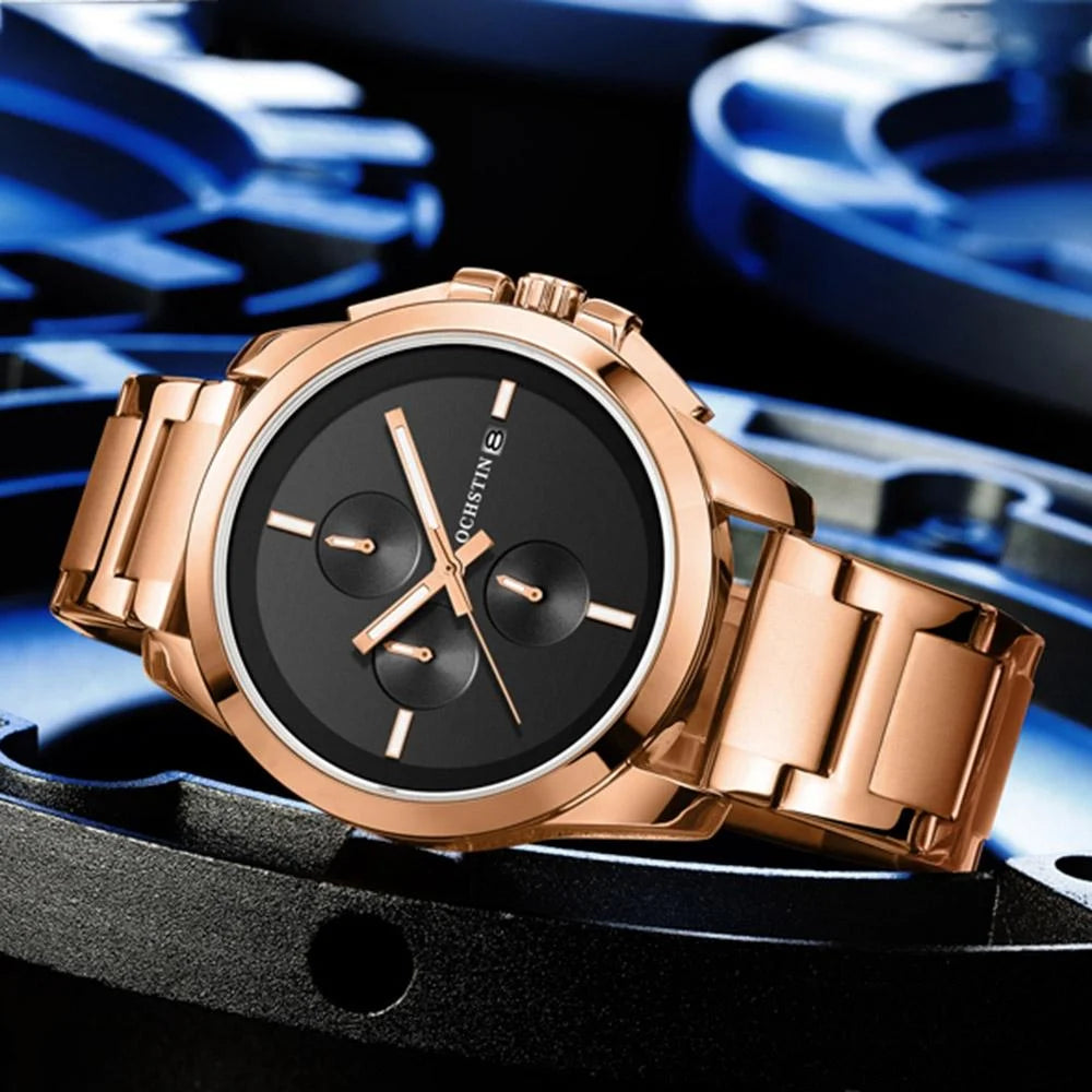 Men Pilot Series Multifunctional Quartz Watch with Steel