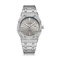 Men Quartz Steel Watch with Simple Stone Surface - Silver