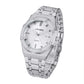 Men Quartz Steel Watch with Simple Stone Surface - Silver