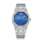 Men Quartz Steel Watch with Simple Stone Surface - Silver