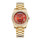 Men Quartz Watch with Diamond-encrusted Roman Numeral Dial