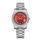Men Quartz Watch with Diamond-encrusted Roman Numeral Dial