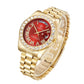 Men Quartz Watch with Diamond-encrusted Roman Numeral Dial