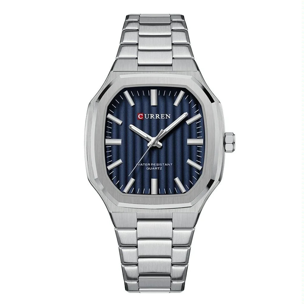 Men Quartz Watch with Steel Strap for Business - White