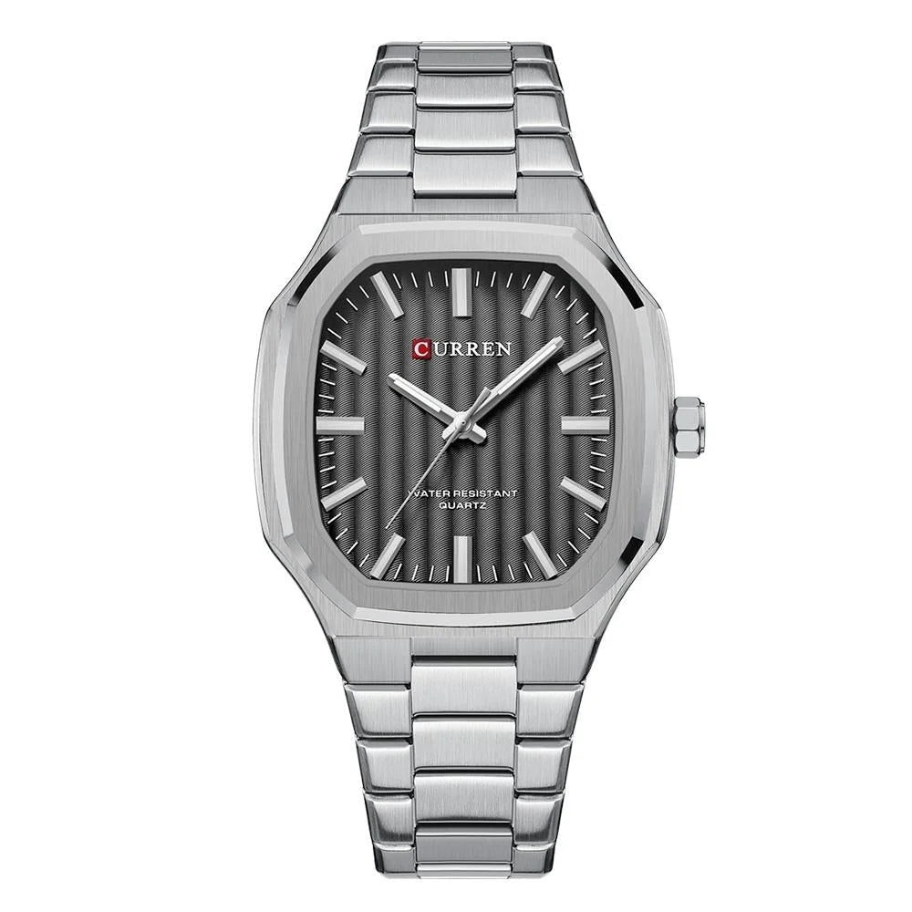 Men Quartz Watch with Steel Strap for Business - White