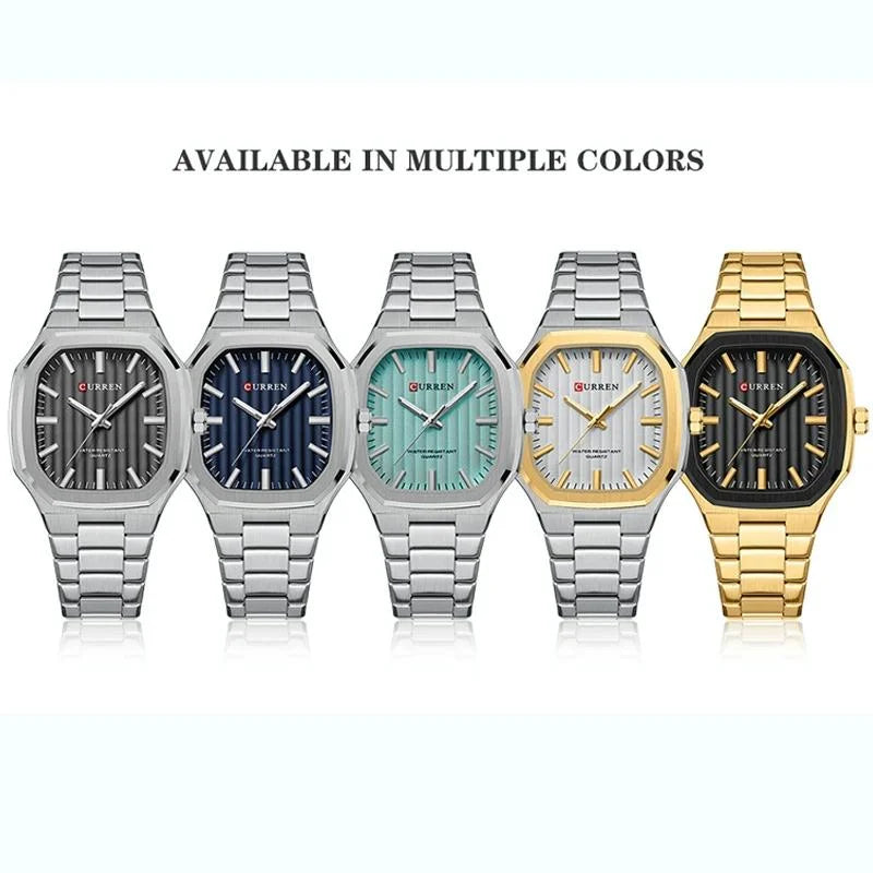 Men Quartz Watch with Steel Strap for Business - White