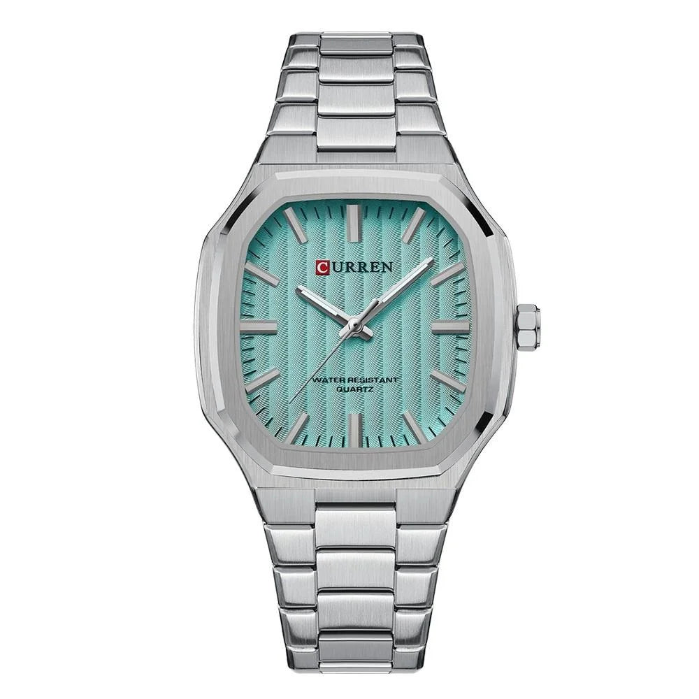 Men Quartz Watch with Steel Strap for Business - White