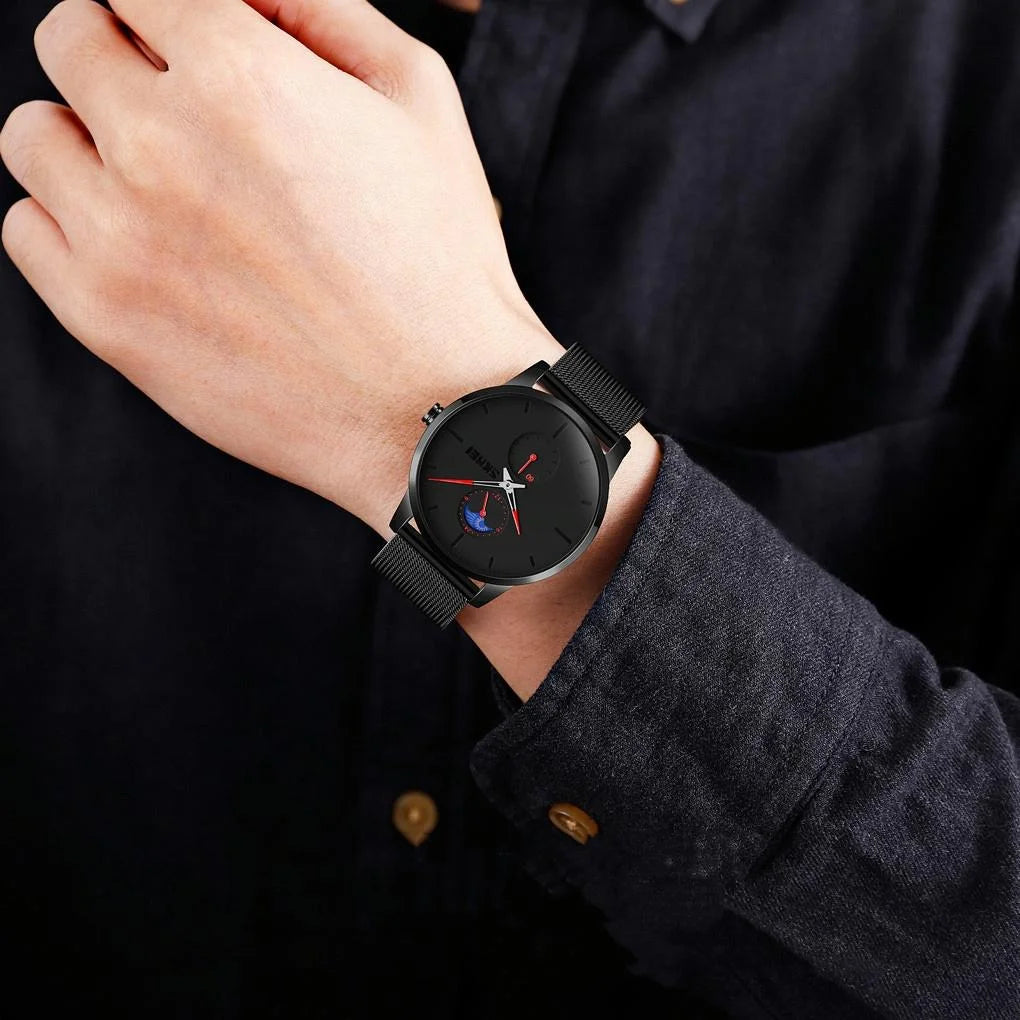 Men Simple Business Sports Watch - Quartz Movement - Blue
