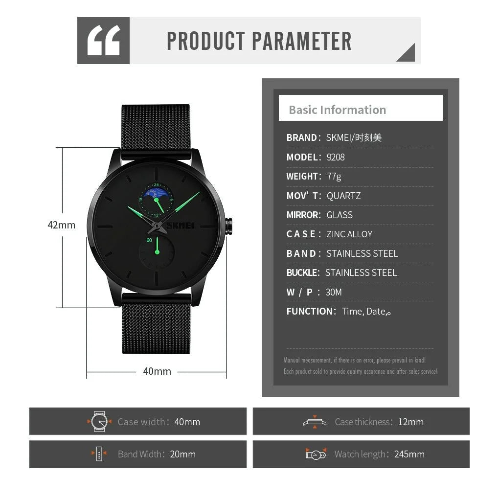 Men Simple Business Sports Watch - Quartz Movement - Green