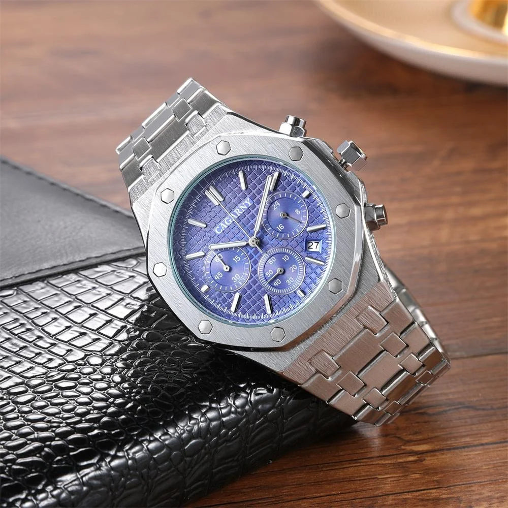 Men Simple Steel Quartz Watch with Band - 6835 - Rose Gold