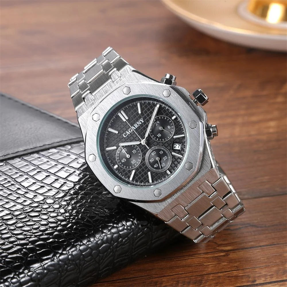 Men Simple Steel Quartz Watch with Band - 6835 - Rose Gold
