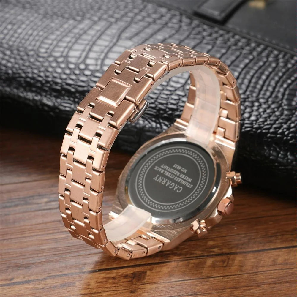 Men Simple Steel Quartz Watch with Band - 6835 - Silver