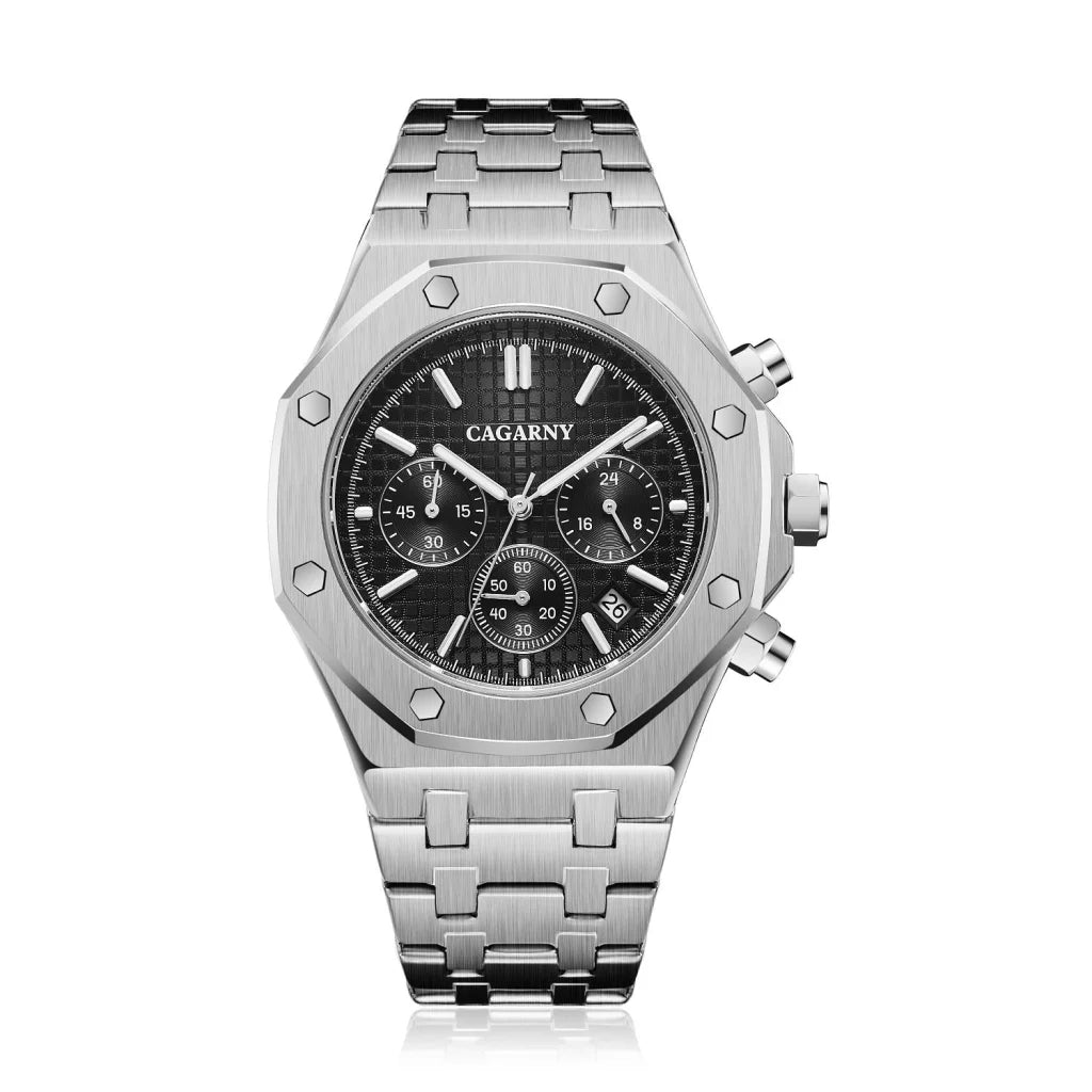 Men Simple Steel Quartz Watch with Band - 6835 - Silver