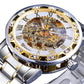 Men Skeleton Diamond Mechanical Watch - Luminous Pointer