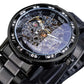 Men Skeleton Diamond Mechanical Watch - Luminous Pointer