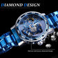 Men Skeleton Diamond Mechanical Watch - Luminous Pointer